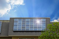 Green energy of solar cell panel on house roof
